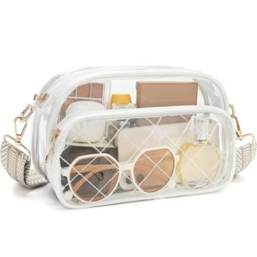 Imagem de NEOREAL Bolsa transparente para eventos em estádios, bolsas transparentes, bolsa transversal pequena para mulheres, meninas, para shows, esportes, aprovada, Branco