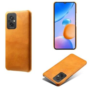 Imagem de Capa para Xiaomi Redmi 11 Prime 4G,Proteção contra quedas,Casca de volta de cor sólida simples,Design de couro de imitação de plástico-Orange