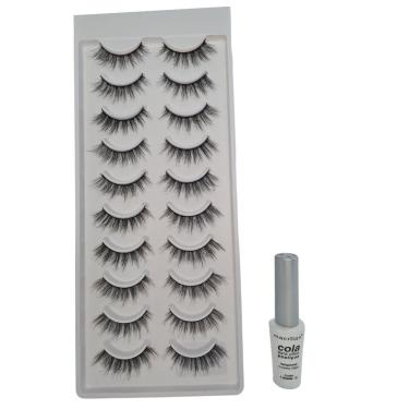 Imagem de Kit Macrilan Cola Cílios Postiços+cílios 3d 10 Pares 8d008