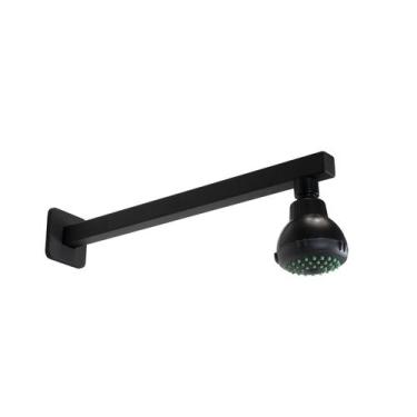Imagem de Ducha Flatt ABS Redonda 7 cm c/ Cano Quadrado de Parede - AMG Metais