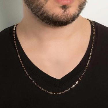 Imagem de Cordão Masculino Banhado Ouro 18k Tamanho 70 Elo Cadeado - Rommanel