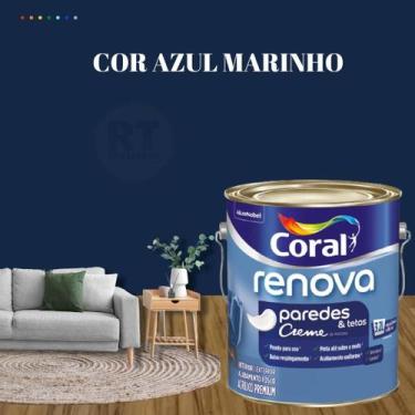 Imagem de Tinta Para Parede Acrílica Coral Renova Cor Azul 3,2l Lavável Premium 