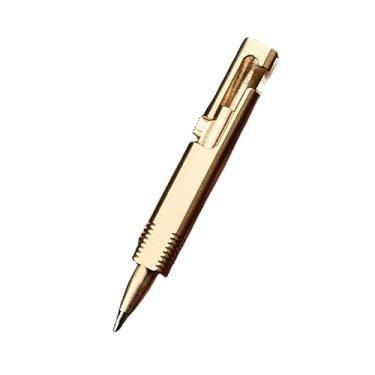 Imagem de SZHOWORLD Mini caneta esferográfica de latão, canetas de tinta preta EDC substituíveis da Bolt Action para escritório, trabalho, escrita, assinatura, viagens, trabalho de negócios, presentes especiais