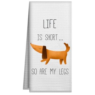 Imagem de Joyriza Toalhas de cozinha engraçadas com dachshund, donos de cães Wiener presentes para amantes de dachshund para mulheres, toalhas de mão decorativas fofas para banheiro doméstico, 40 x 61 cm