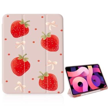 Imagem de OFQKOAKS Capa Strawberry Bow para iPad 11 polegadas (A16) 11ª 2025/iPad 10,9 polegadas 10ª geração 2022, [suporte para lápis + hibernar/despertar automático], capa protetora fina com suporte triplo e