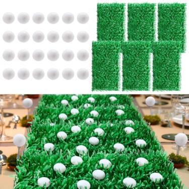 Imagem de TaoBary Kit de decoração de mesa de centro de festa com tema esportivo de 30 peças inclui 24 mini bolas e 6 decorações de grama de papel para mestres festa de aniversário suprimentos de chá de bebê