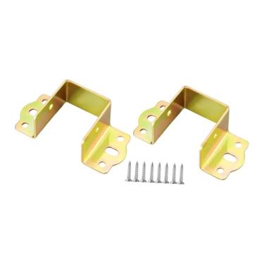 Imagem de Baoblaze 2 peças de acessórios para grades de cama, suportes para grades de cama para conexão em madeira, cabeceiras e estrados, dobradiças premium de fácil, Ouro
