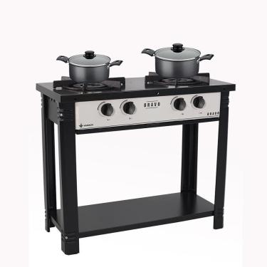 Imagem de Fogão Industrial 2 Bocas Bravo Cinza Venâncio + 2 Caçarolas Tramontina Turim