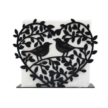 Imagem de Suporte de guardanapo Love Bird Silhouette - decoração de mesa de ferro preto para casa hotel - Romantik suporte de mesa 12 x 4 x 10,2 cm rack de guardanapo