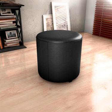 Imagem de Puff Banqueta Redondo Luxo Copenhage Matrix Sintetico Preto