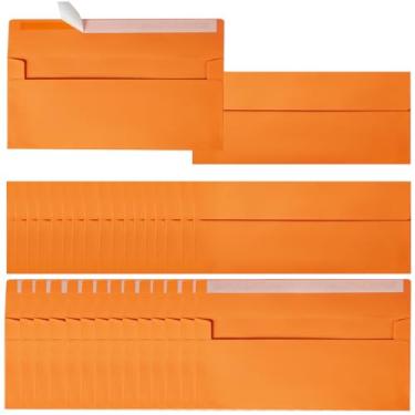 Imagem de Pacote com 100 envelopes coloridos #10 Business Envelopes autoselados padrão para cheques de escritório, negócios, faturas por correspondência, 10 x 23 cm (laranja escuro)