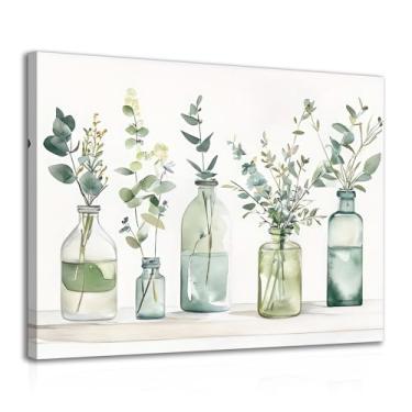 Imagem de Dazzlewall Emoldurado Botânico Banheiro Wall Art Decoração Garrafas Plantas Impressões, Pintura Em Tela Floral Fazenda Poster para Banheiro Quarto Sala de Estar 12x16 polegada