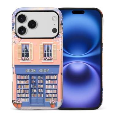 Imagem de Toulas Capa para iPhone 17 Pro, capa rígida de camada dupla híbrida resistente a arranhões, charmosa livraria feminina em aquarela