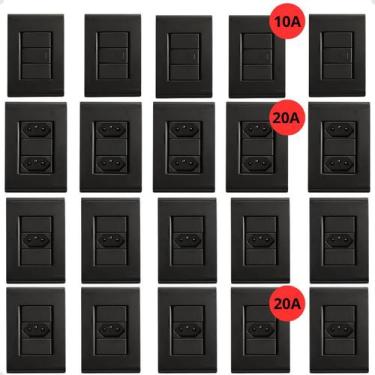 Imagem de Kit Tomada Simples Dupla Interruptor Grafite Tramontina Liz 20 Unidade