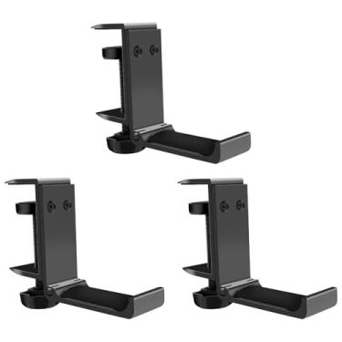 Imagem de DJAPWPX Suporte de fone de ouvido de 3 peças, suporte de fone de ouvido de mesa de liga de alumínio, suporte dobrável para fone de ouvido de mesa, suporte de fone de ouvido de mesa multifuncional para