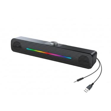 Imagem de Caixa de Som PC RGB Speaker USB com Controle de Volume - Soundbar USB 6W Estéreo para Computador e Notebook