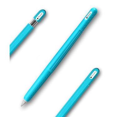 Imagem de Capa de silicone compatível com Apple Pencil (2ª geração/Pro/USB-C) – capa protetora, aderência confortável, design ergonômico antiderrapante, leve e resistente a arranhões (azul)