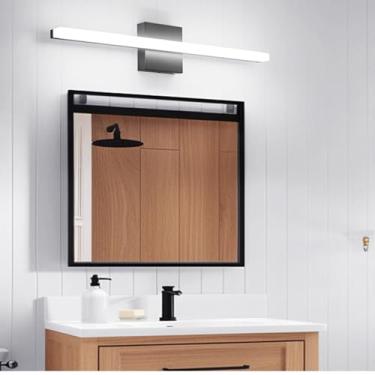 Imagem de GZZBMY Luz de Espelho LED Arandelas de Parede Banheiro Arandela Moderna Impermeável Alumínio Acrílico Imagem Iluminação Iluminação de Parede para Sala de Estar Quarto Penteadeira (Luz Branca Preta, 60