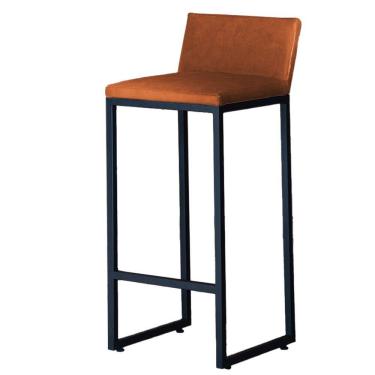 Imagem de Banqueta Alta Dani Reforçada Decorativa Balcão Bancada Cozinha Bar Base Preta Courino