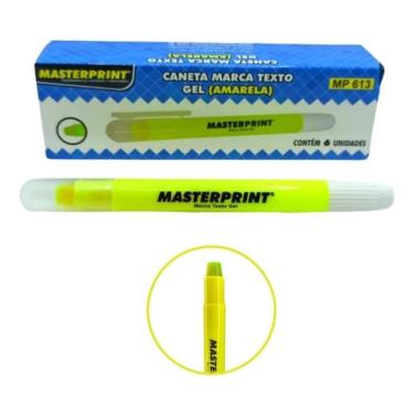 Imagem de Kit 6 Unidades Caneta Marca Texto Gel Amarelo Premium Flex