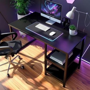 Imagem de Mesa Escrivaninha Industrial 1,20m com Nichos MDF 15mm Home Office e Estudo Gamer
