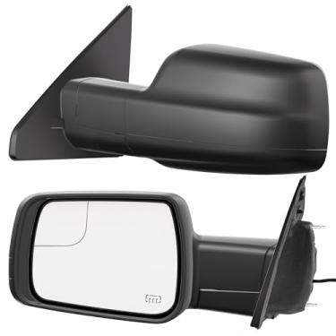 Imagem de WHALEMOTOR Espelho lateral aquecido esquerdo do motorista compatível com Dodge Ram 1500 2019–2024, retrovisor de reboque de porta dobrável manual lateral com sensor de temperatura ambiente