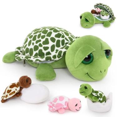 Imagem de Bicho de pelúcia MoriSmos Sea Turtle 35 cm com 3 filhotes de tartaruga