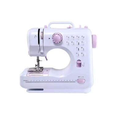 Imagem de Mini Máquina De Costura 12 Pontos Portátil Tomada Pilha Branco