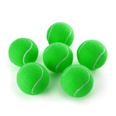 Imagem de PHOEPET Pacote com 6 bolas de tênis para prática de treinamento de iniciantes - Bolas de cachorro em massa para buscar brinquedos de mastigar (verde)