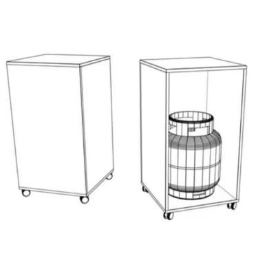 Imagem de Aparador Mesa P Cozinha Porta Filtro Esconde Botijão De Gás