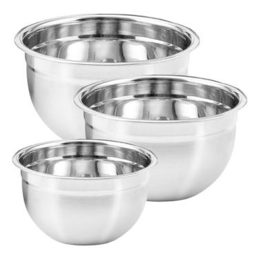 Imagem de Kit 3 Bowls Gourmet Inox Maior Espessuara Tigela Chef