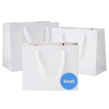 Imagem de Sacos de presente Ronvir 22x10x18 cm, papel branco com alças, 25 unida