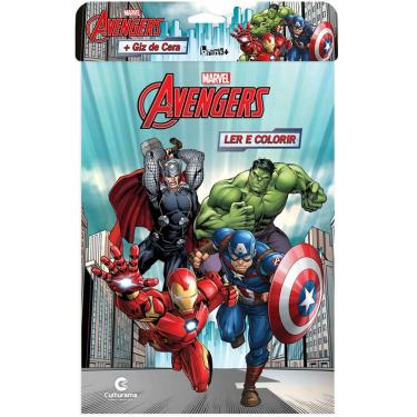Imagem de Livro Infantil Vingadores Ler e Colorir com Giz de Cera