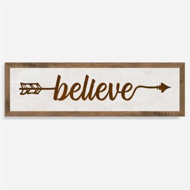 Imagem de Quadro Rústico Flecha Believe - Artesanato em Madeira - Arks Presentes