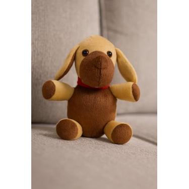 Imagem de Cachorrinho de Pelúcia com Coleira Vermelha, 22cm, Antialérgico, Pelúcia Macia