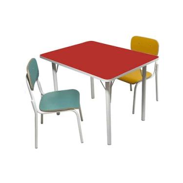 Imagem de Conjunto Infantil Mesa Vermelha em Mdf Alt.: 520mm c/ 2 cadeiras color