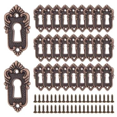 Imagem de PH PandaHall 20 peças de placa de cobertura de fechadura decorativa placa de proteção de fechadura vintage acessórios de trava de decoração com 40 parafusos para fechadura de porta, armário, gaveta