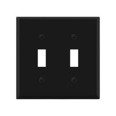 Imagem de ENERLITES Double Toggle Light Switch Metal Cover Plate, Stainless Steel Wall Plate, Corrosion Resistant, Standard Size 2-Gang 4.50" x 4.57", Powder Coated Stamped Steel, 7712-BM, Black Matte