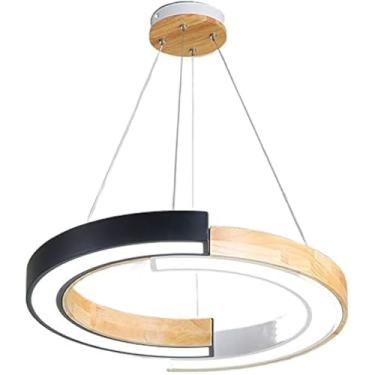 Imagem de Luminária de lustre redonda preta moderna com recurso regulável Lustre circular estilo fazenda para sala de jantar, entrada, quarto, escritório, sala de estar, iluminação de destaque de made