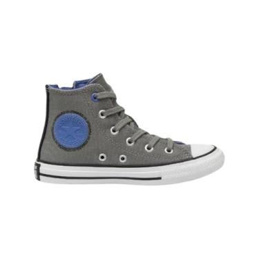 Imagem de Tênis Converse All Star Infantil Hi - Cano Médio, Original, Confortável, Ideal para o dia a dia, Estilo Clássico (Cinza/Azul, BR, Criança de 9 a 12 anos, Numérico, 27)
