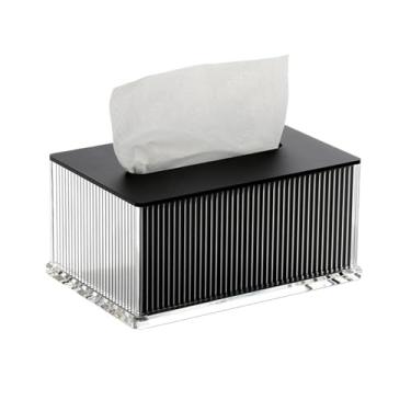 Imagem de Porta-lenços de papel leve luxo sala de estar restaurante caixa de lenços de acrílico casa escritório hotel criativo guardanapo dispensador facial suporte caixa de lenços (preto)