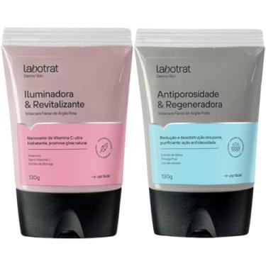 Imagem de Kit Mascara Facial De Argila Preta + Rosa Iluminadora Antiacne Dermo Skin 130g