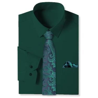 Imagem de Combinação de camisa e gravata Cromoncent Masculina Business Verde Esc