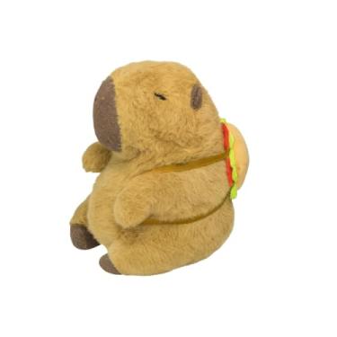 Imagem de Pelúcia Capivara 25cm com Acessórios – Antialérgico, Lavável, Com Zíper e Som (MOCHILA HAMBURGUER)