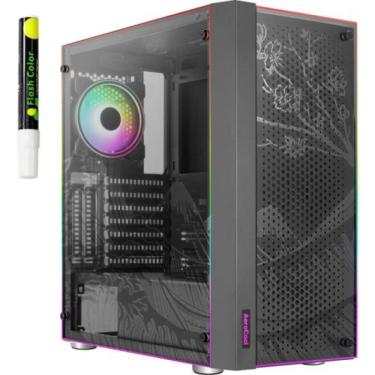 Imagem de Gabinete Gamer Aerocool Skribble Preto RGB Lateral Vidro