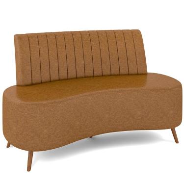 Imagem de Sofá Chaise Living 2 Lugares 135cm para Sala Cayman K01 Sintético Caramelo - Lyam Decor