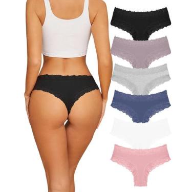 Imagem de Roupa íntima feminina de algodão Sth Big, calcinha brasileira de renda