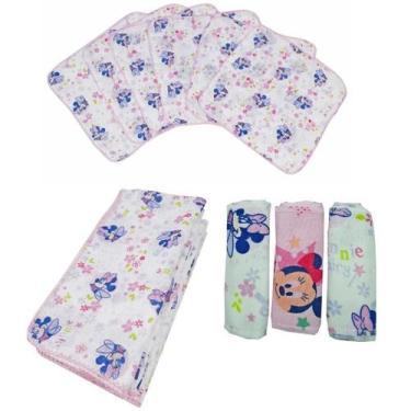 Imagem de Kit 9Pç Minnie Fraldas Fralda G + Fralda Boca + Faixa Umbigo - Disney