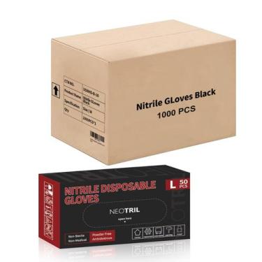 Imagem de Luvas de nitrilo descartáveis NEOTRIL 4-Mil pretas 1000 unidades taman