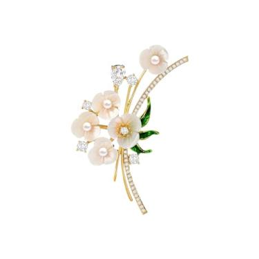 Imagem de la luen Alfinetes de broche para mulheres moda elegante broches lapela emblemas casaco suéter cachecóis vestido acessório festa de casamento baile joias, Product description, Metal, Pérolas